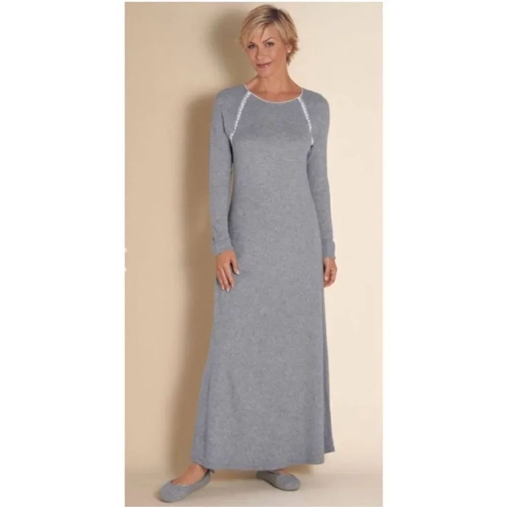 ✨Soft Surroundings gray cozy house dress nightgown in PM✨